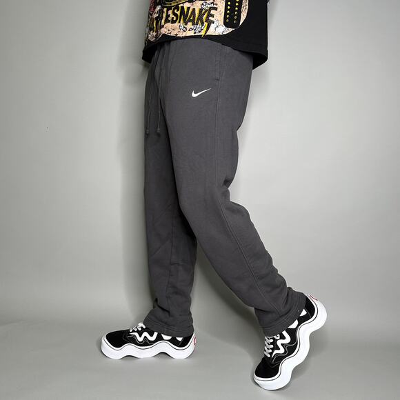 Vintage Y2K Nike Sweatpants Mens L Dark Grey Cotton Embroidered White Swoosh